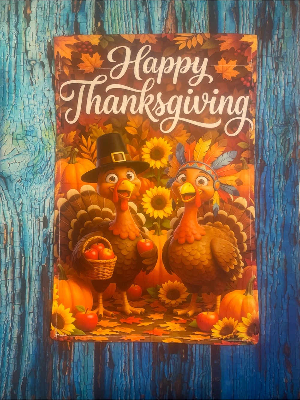 Holiday Thanksgiving Turkey Garden Flag - Brown & Orange